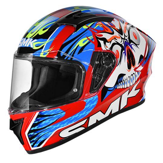 SMK Stellar Skull Glossy Multicolor Helmet - GL315 - Riders Junction
