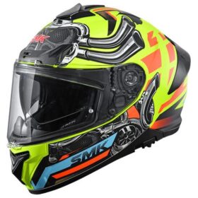 SMK Typhoon Motorhead Matt Green Orange & Black Helmet - MA476