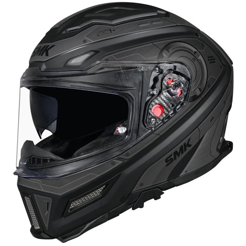 SMK Agnar Cyborg Gloss Black Grey Helmet - GL266