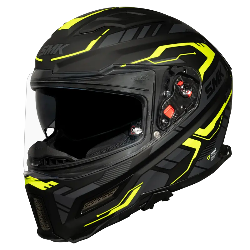SMK Agnar Tektron Gloss Black Grey Yellow Helmet - GL264