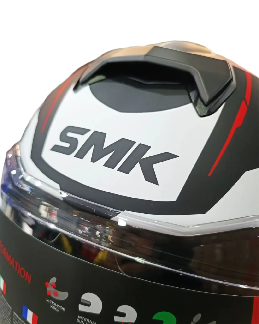 SMK GTJ Escape Black White Red Gloss Helmet - GL213