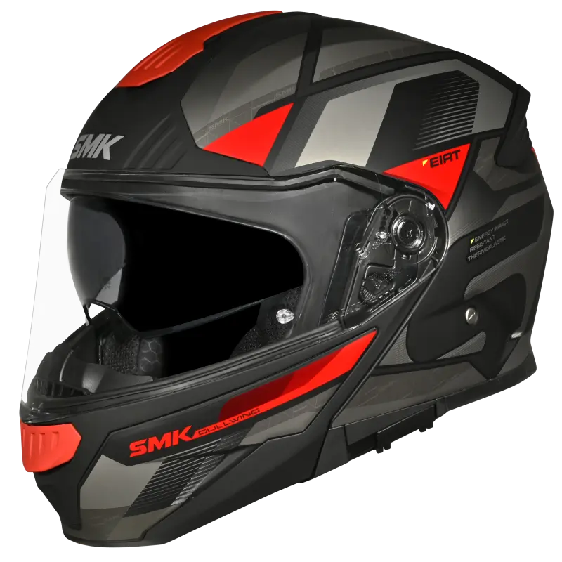 SMK Gullwing Venture Gloss Black Grey Red Helmet - GL263