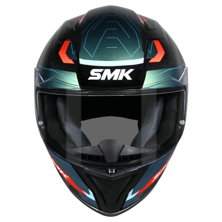 SMK Stellar Sports Flight Gloss Black Blue Orange Chameleon Helmet - GL257C