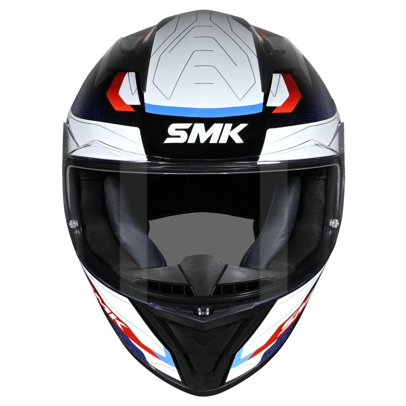 SMK Stellar Sports Flight Gloss Black White Red Helmet - GL213