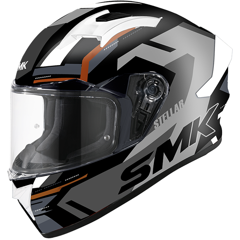 SMK Stellar Sports K-Power Matt Black Grey Orange Helmet - MA267