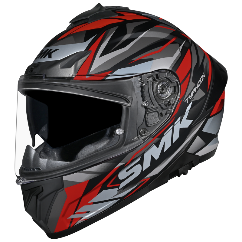 SMK Typhoon Rival Gloss Black Grey Red Helmet - GL263