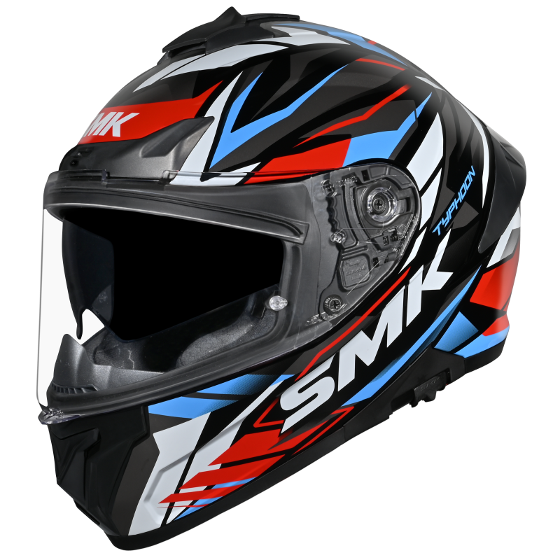 SMK Typhoon Rival Gloss Black White Red Helmet - GL213