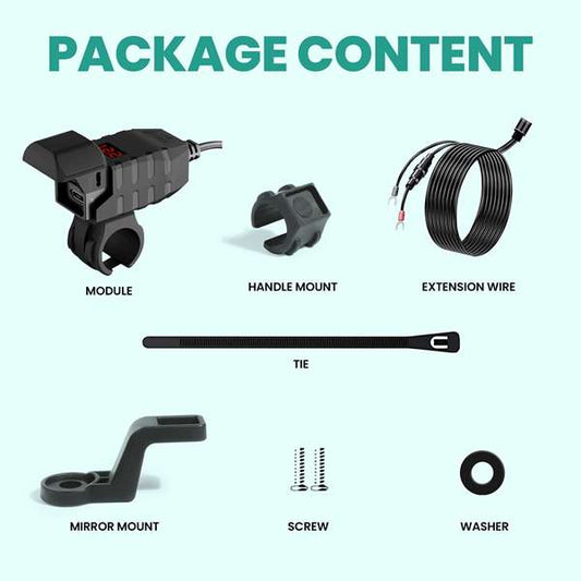 Simtac Rapidride Pro: 51W Dual-Port USB-A & Type-C Charger with VOLT METER for Universal Fitment-UAC51W-PRO