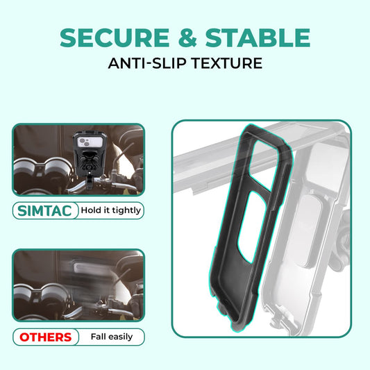 Simtac Splash Guard X Waterproof Mobile Holder with vibration damper and wireless charger (MHWPWC-PRO)