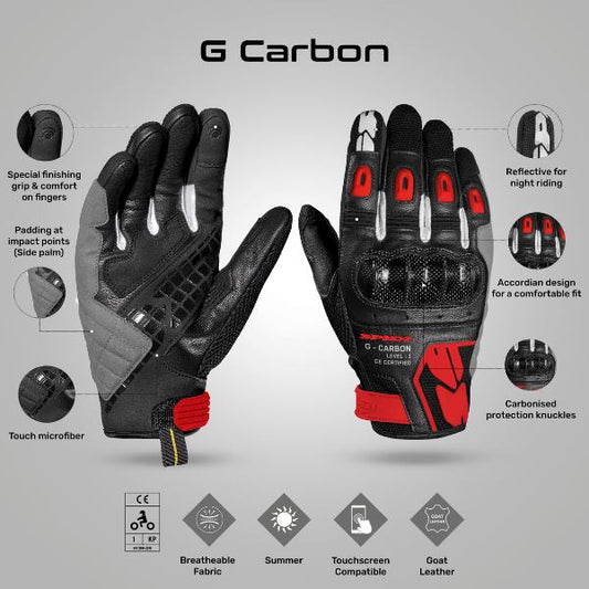 Spidi G Carbon Gloves - Black Red