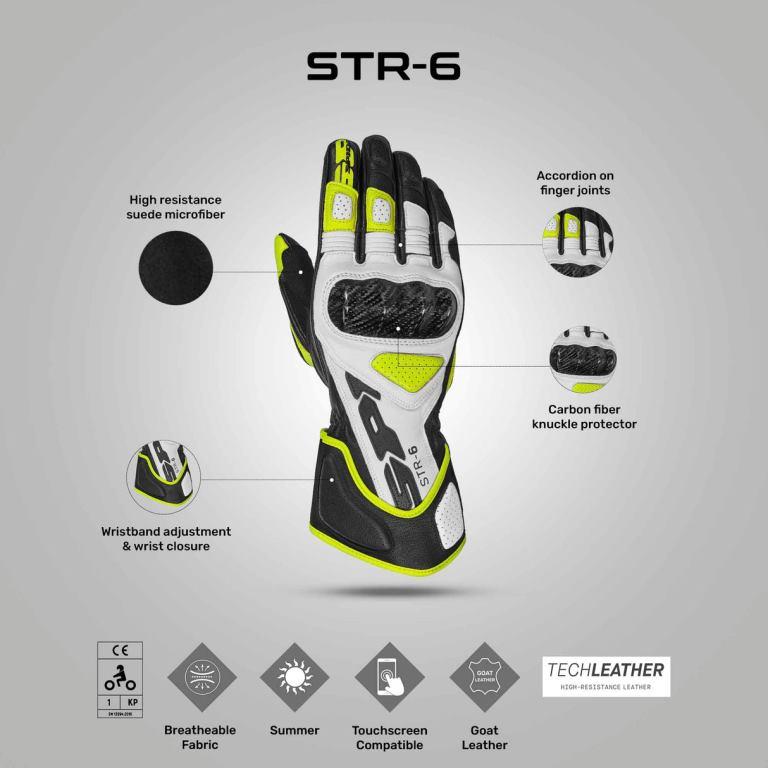 Spidi STR 6 Gloves - Black Yellow
