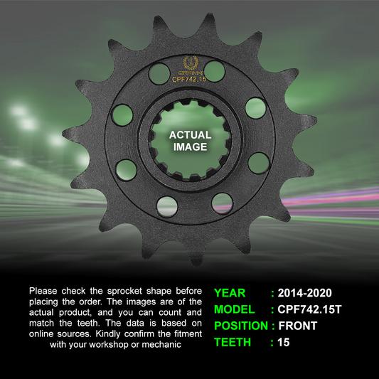 Sprocket For Ducati Monster 821 (2014-2020) - Front - CPF742.15T - Black - CRANK1