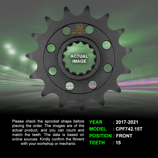 Sprocket For Ducati SuperSport 950 (2017-2021) - Front - CPF742.15T - Black - CRANK1