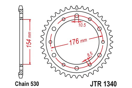 Sprockets Rear (1340 44t) - JT - JTR1340.44 - Riders Junction