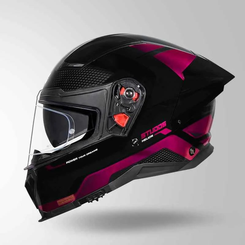 Studds-Helios D1 Asphalt Decor Helmet Black & Magenta With Metallic Foil