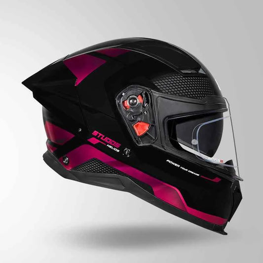 Studds-Helios D1 Asphalt Decor Helmet Black & Magenta With Metallic Foil