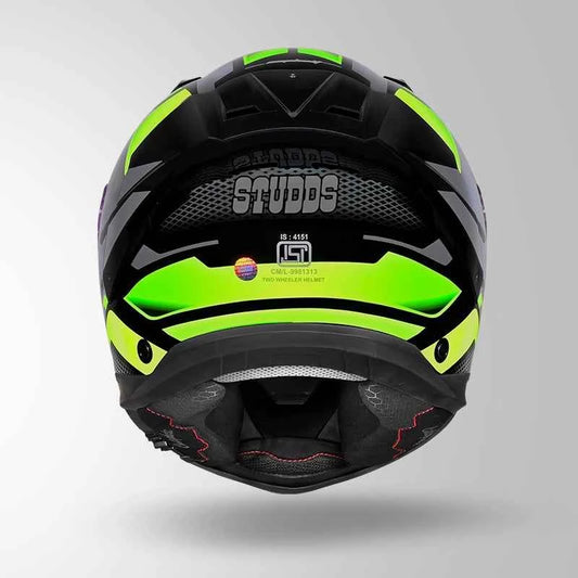 Studds-Helios D1 Asphalt Decor Helmet (Black / Green)