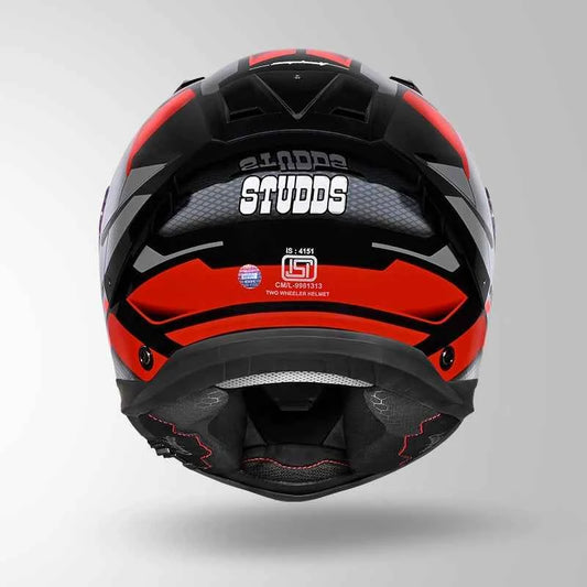 Studds-Helios D1 Asphalt Decor Helmet (Black / Grey & Red)
