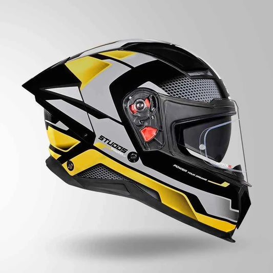 Studds-Helios D1 Asphalt Decor Helmet (Black / Yellow)