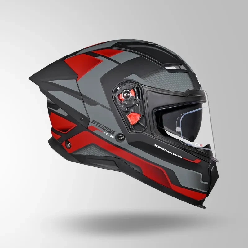 Studds-Helios D1 Asphalt Decor Helmet (MATT BLACK / GREY & RED)