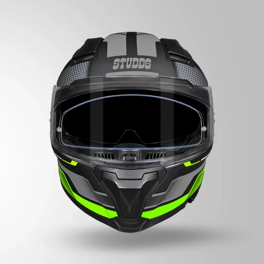 Studds-Helios D1 Asphalt Decor Helmet (MATT BLACK / Green)