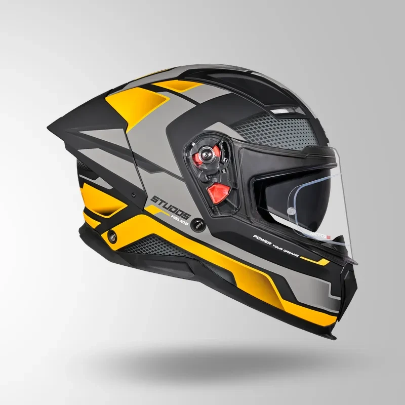 Studds-Helios D1 Asphalt Decor Helmet (MATT BLACK / Yellow)