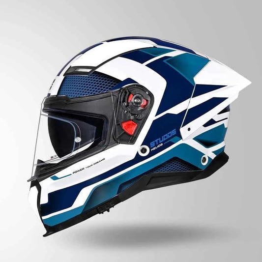 Studds-Helios D1 Asphalt Decor Helmet (White & Blue)