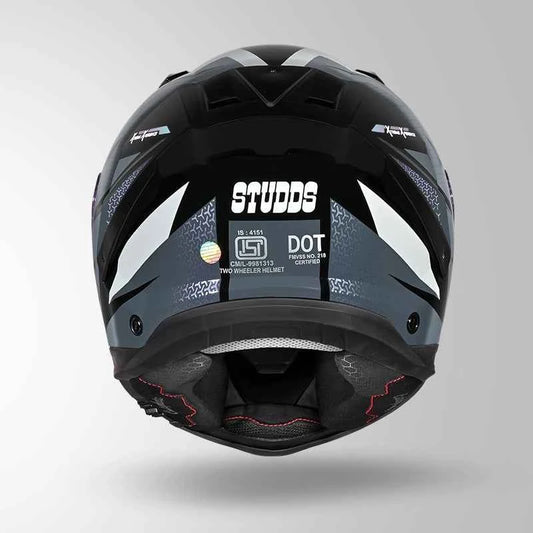 Studds-Helios D2 Circuit Decor Helmet (Black & Chameleon Grey/pink)