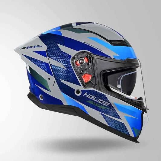 Studds-Helios D2 Circuit Decor Helmet (Chameleon Grey & Blue)