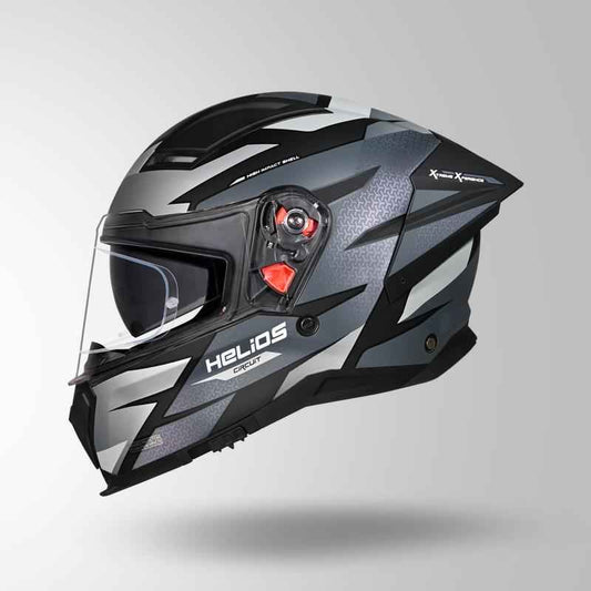 Studds-Helios D2 Circuit Decor Helmet (Matt Black Chameleon Grey/pink)