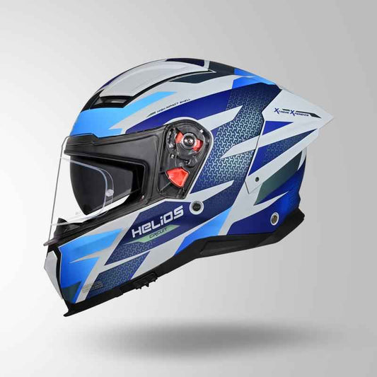 Studds-Helios D2 Circuit Decor Helmet (Matt Grey Chameleon Blue/green)