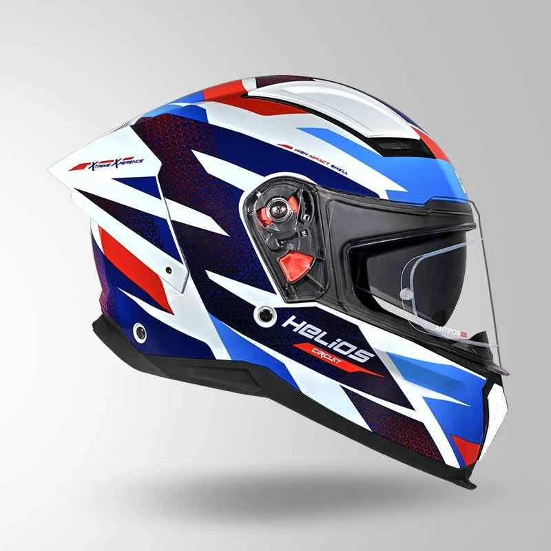 Studds-Helios D2 Circuit Decor Helmet (White/Blue)