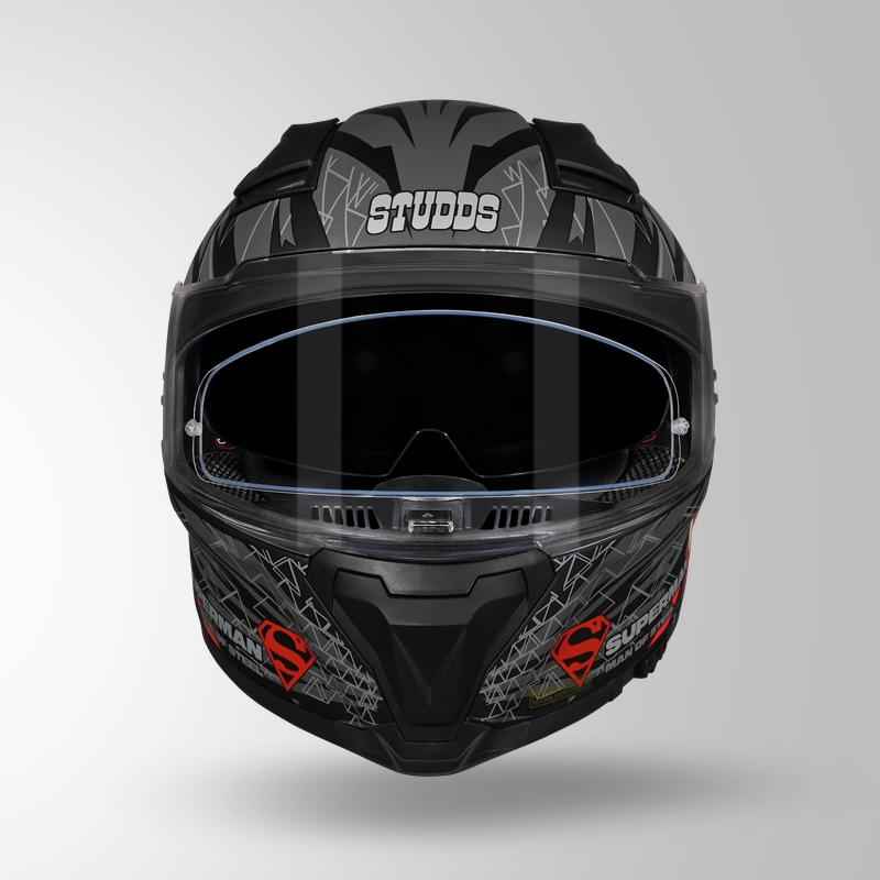 Studds-Helios Superman Edition Full Face Helmet (Matte Black N1)