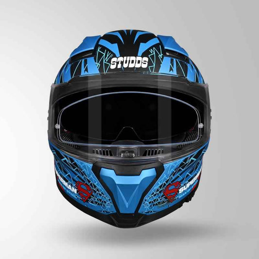 Studds-Helios Superman Edition Full Face Helmet (Matte Blue N1)