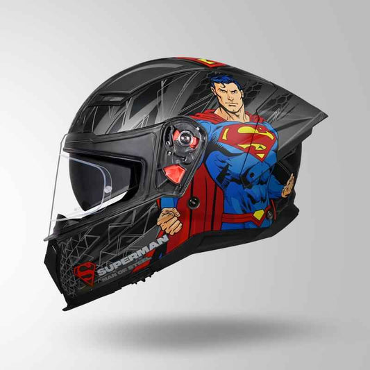 Studds-Helios Superman Edition Full Face Helmet (Matte Grey N1)