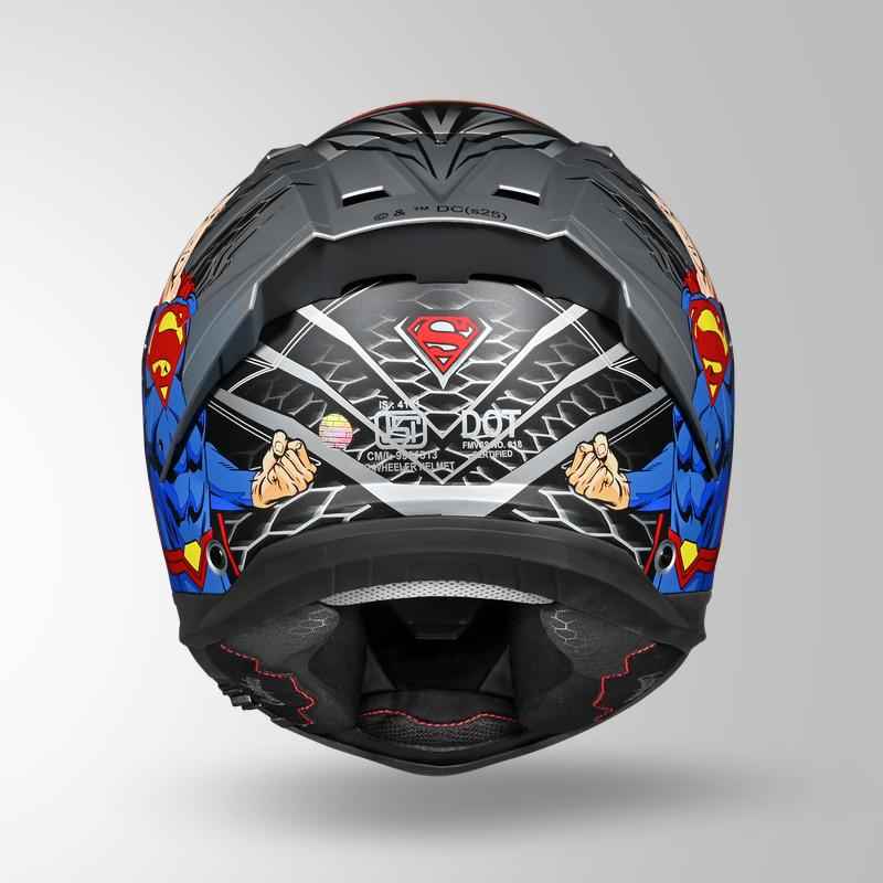 Studds-Helios Superman Edition Full Face Helmet (Matte Silver N1)