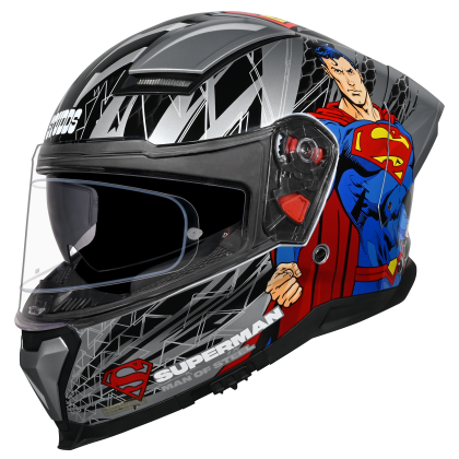 Studds-Helios Superman Edition Full Face Helmet (Silver N1)