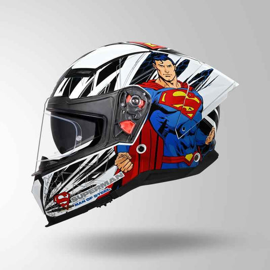 Studds-Helios Superman Edition Full Face Helmet (White N1)