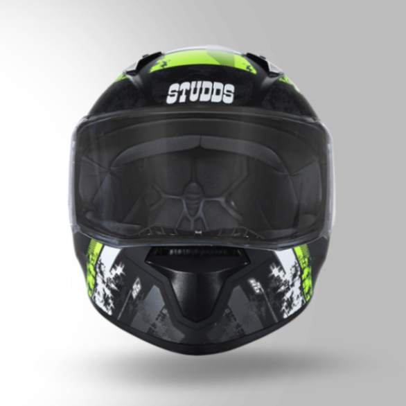 Studds Thunder D1 Decor Matt Black & Yellow With Spoiler - Full Face Helmets