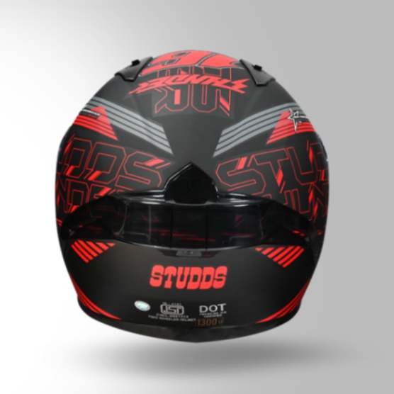 Studds Thunder D11 Decor Matt Black & Red With Spoiler - Full Face Helmets