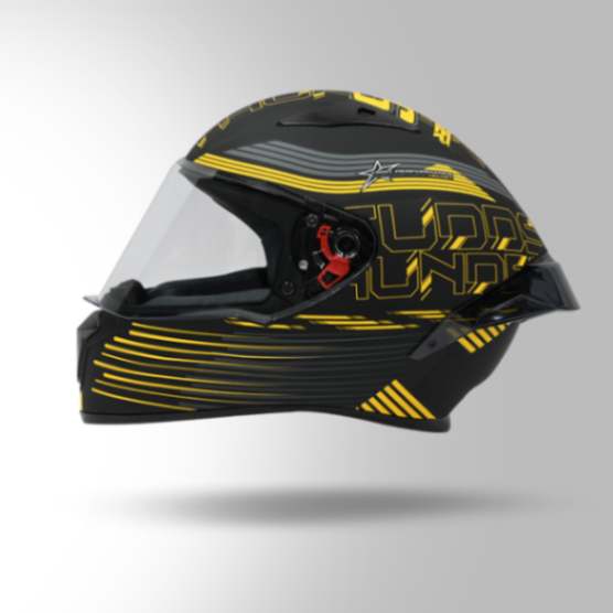 Studds Thunder D11 Decor Matt Black & Yellow With Spoiler - Full Face Helmets