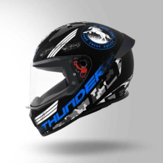 Studds Thunder D2 Decor Matt Black & Blue With Spoiler - Full Face Helmets