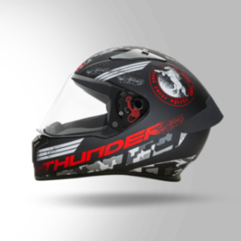 Studds Thunder D2 Decor Matt Black & Red With Spoiler - Full Face Helmets
