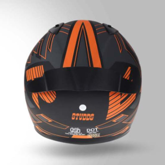Studds Thunder D3 Decor Matt Black & Orange With Spoiler - Full Face Helmets