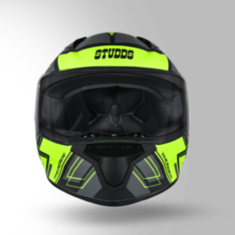 Studds Thunder D3 Decor Matt Black & Yellow With Spoiler - Full Face Helmets