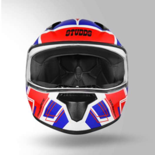Studds Thunder D3 Decor White & Red With Spoiler - Full Face Helmets