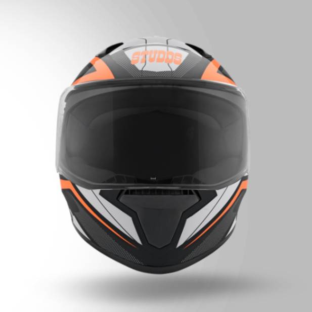 Studds Thunder D4 Decor Black & Orange With Spoiler - Full Face Helmets