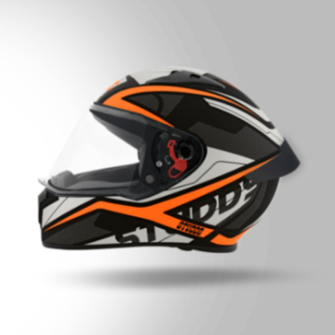 Studds Thunder D4 Decor Matt Black & Orange With Spoiler - Full Face Helmets