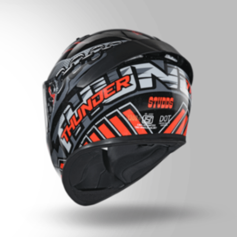 Studds Thunder D5 Decor Black & Red With Spoiler- Full Face Helmets