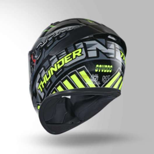 Studds Thunder D5 Decor Black & Yellow With Spoiler- Full Face Helmets